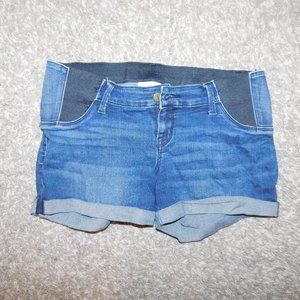 Maternity Jean Shorts for Pregnant Women; Elastic Sides
